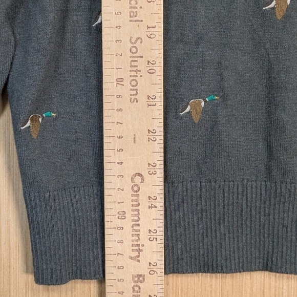 Cremieux Classics Sweater Mens Medium Green Mallard Duck Pima Cotton Cashmere - Picture 8 of 9